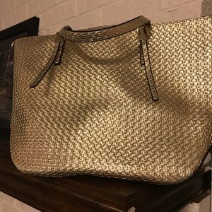 Charming Charlie gold tote bag